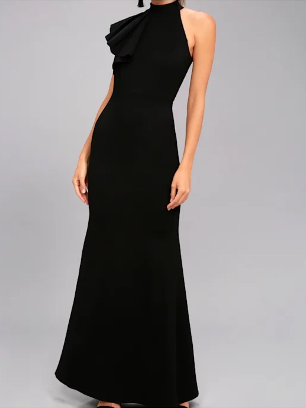 Lulus Margaux Black One-Shoulder Maxi Dress